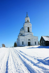 Christian church in the snow