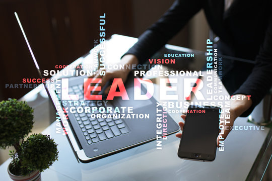 Leader. Leadership. Teambuilding. Business concept. Words cloud.