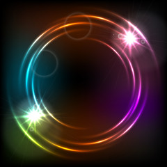 Shiny glowing neon colorful circles abstract background