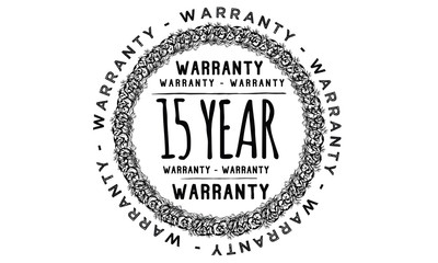 15 years warranty icon vintage rubber stamp guarantee