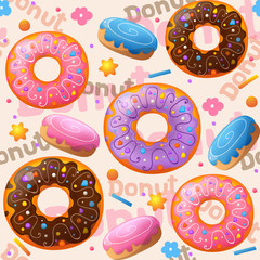 donuts vector seamless pattern