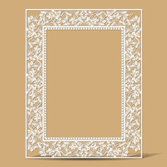 carved vintage frame made of paper photo with shadow