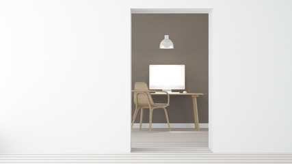 Work space interior background - 3d rendering minimal japanese	