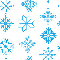 Seamless vector pattern with detailed snowflakes