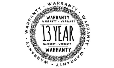 13 years warranty icon vintage rubber stamp guarantee
