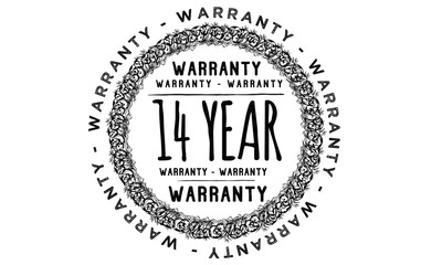 14 years warranty icon vintage rubber stamp guarantee