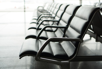 Row of an empty chairs at the airport