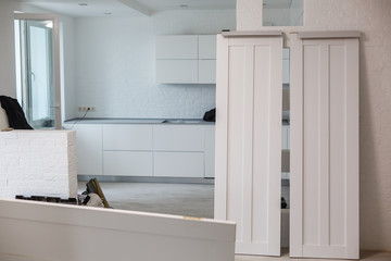 New house the installation doors renovation at modern apartment building