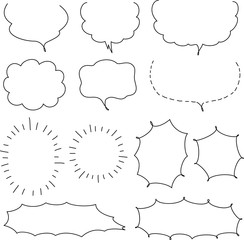手書きの吹き出しのイラストセット