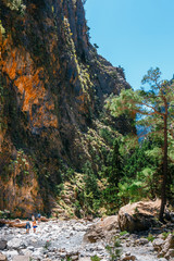 Hiking path through Samaria Gorge in Central Crete