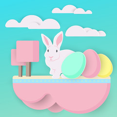 Easter rabbit, easter Bunny.Happy Easter .Paper art style