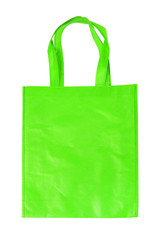 green shopping bag isolated on white background with clipping path
