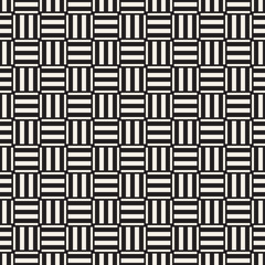 Trendy twill weave Lattice. Abstract Geometric Background Design. Vector Seamless Black and White Pattern.