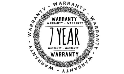 7 years warranty icon vintage rubber stamp guarantee