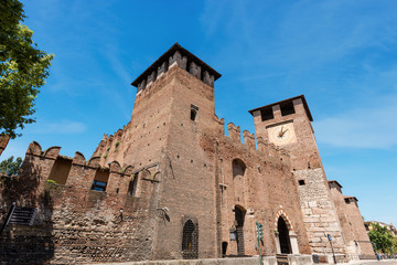 Fototapeta na wymiar Castelvecchio - Medieval Old Castle - Verona Italy