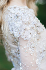 close-up of wedding lace dress