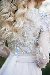Fototapeta na wymiar close-up of wedding lace dress