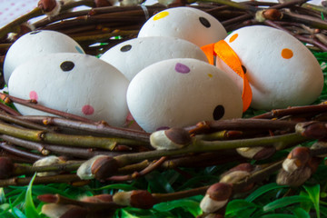 Nest with colorful eggs 