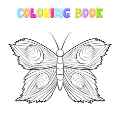 Coloring butterfly on white background