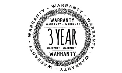 3 years warranty icon vintage rubber stamp guarantee