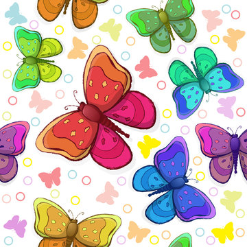 Seamless pattern with colorful butterflies