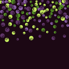 Vector Confetti Background Pattern. Element of design. Colored stylized berries on a black background