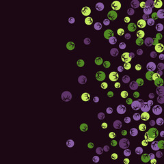 Vector Confetti Background Pattern. Element of design. Colored stylized berries on a black background