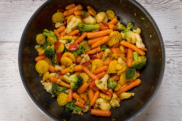 healthy vegetables Several types of sliced and heat-prepared as a supplement to vegetarian food