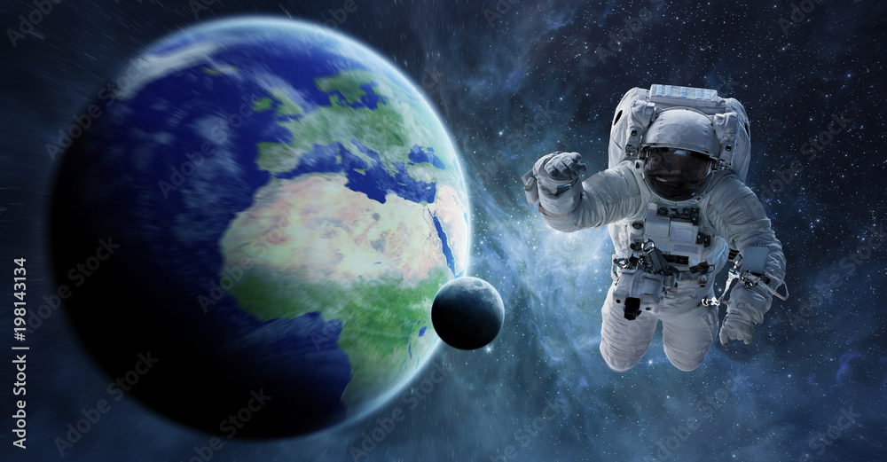 Aufkleber Astronaut floating in space 3D rendering elements of this image furnished by NASA
