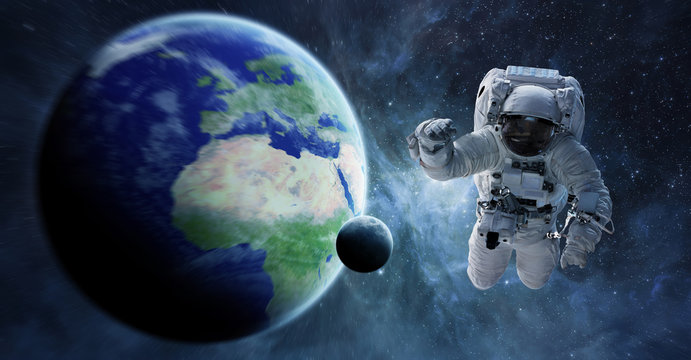 Fototapeta Astronaut floating in space 3D rendering elements of this image furnished by NASA