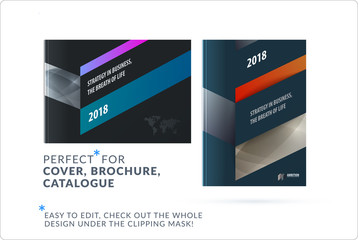 Business set of design brochure, abstract annual report, horizontal cover flyer in A4 with colourful arrows