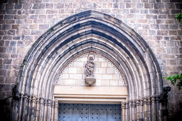 Front door to the Catholic Church in Barcelona 