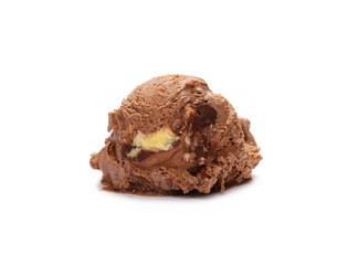 Chocolate ice cream ball, scoop isolated on white background