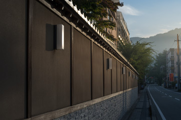 Wall in Kawaguchigo village Japan.