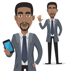 African American business man cartoon character