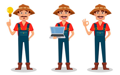 Farmer cartoon character set