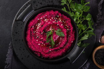 healthy homemade beetroot hummus