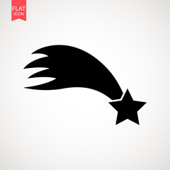 Falling star vector . Shooting star isolated from background. Icon of meteorite or comet with tail