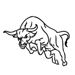 freehand sketch illustration of charging bull