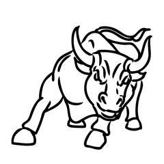 freehand sketch illustration of charging bull