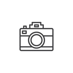 Photo camera outline icon. linear style sign for mobile concept and web design. Photographic camera simple line vector icon. Symbol, logo illustration. Pixel perfect vector graphics