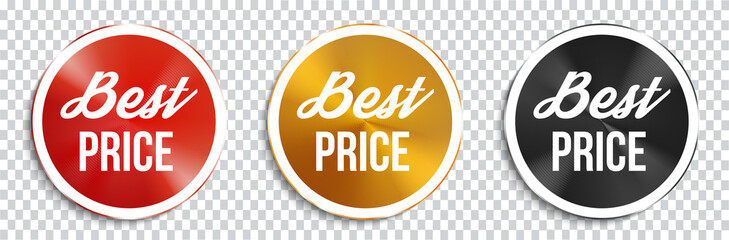 Best price circle banners on transparent background. Vector illustration.