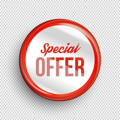 Special offer circle banner on transparent background. Vector illustration.