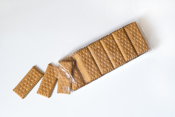 a pack of cookies on a white surface