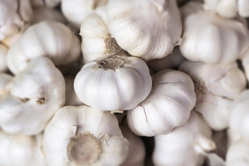A pile of garlic. selective focus.