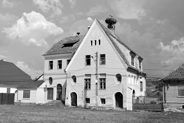 Typical rural landscape and peasant houses in  Dealu Frumos, Schoenberg, a village in Merghindeal...