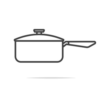 Cooking pot line icon vector