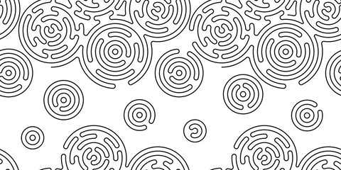 Fototapeta premium Monochrome doodle abstract seamless background with stroke line.