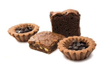 basket with chocolate drops isolated