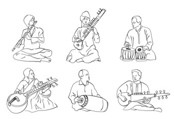 Vector silhouette of indian musician